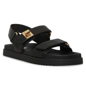 Steve Madden Mona Sandals Black Leather Strap - Size 7.5